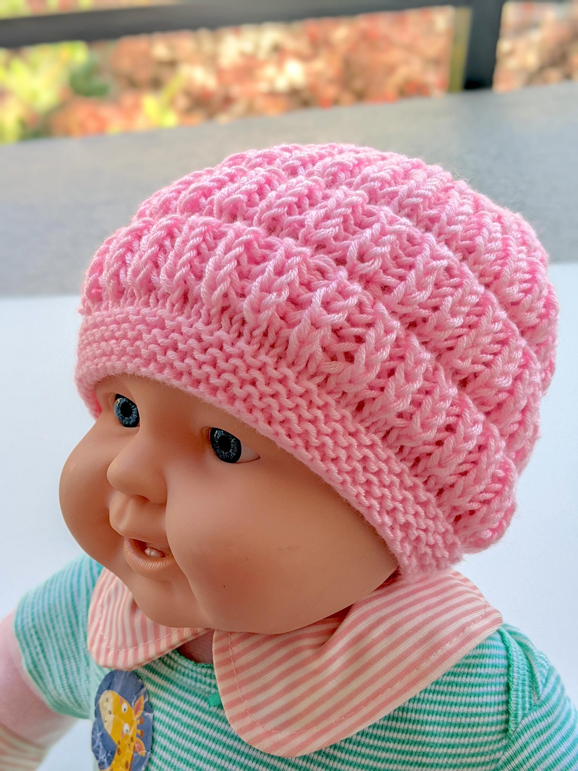 Flat Knit Brioche Stitch Baby Hat Pattern product image (1)