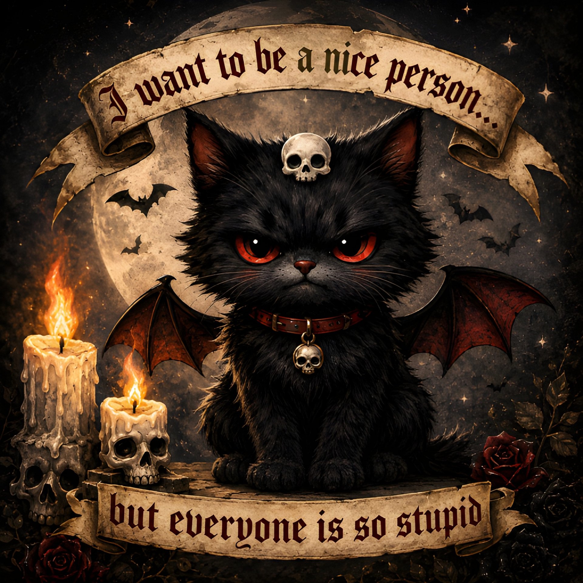 I Want To Be A Nice Person But Everyone Is So Stupid | Goth Cat Digital Download | 300 DPI product image (2)