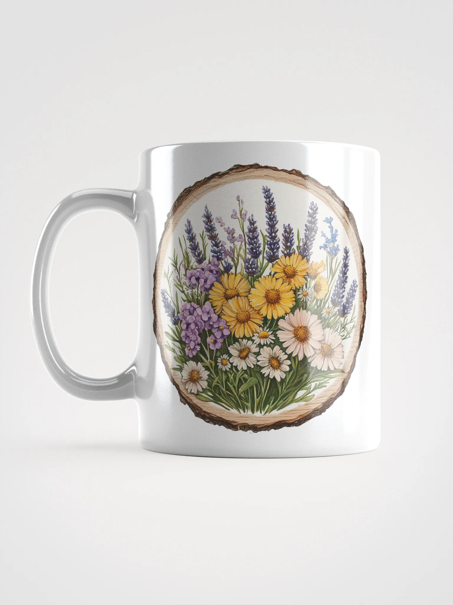 Wildflower Field Round Wood Art Ceramic Mug product image (6)