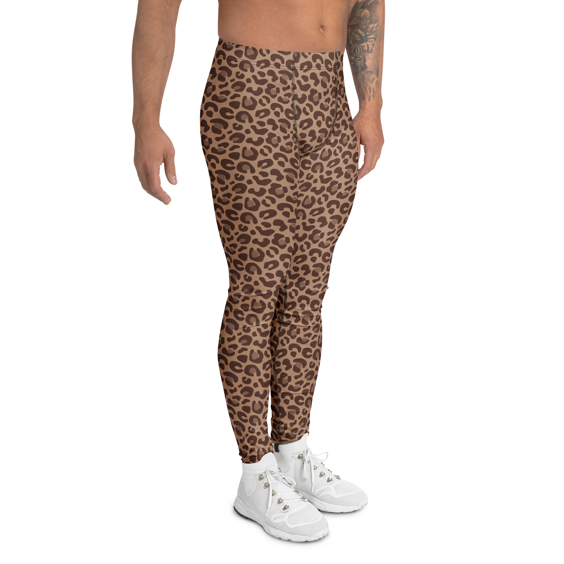 Bold Brown Leopard Skin Men's Workout Leggings product image (3)