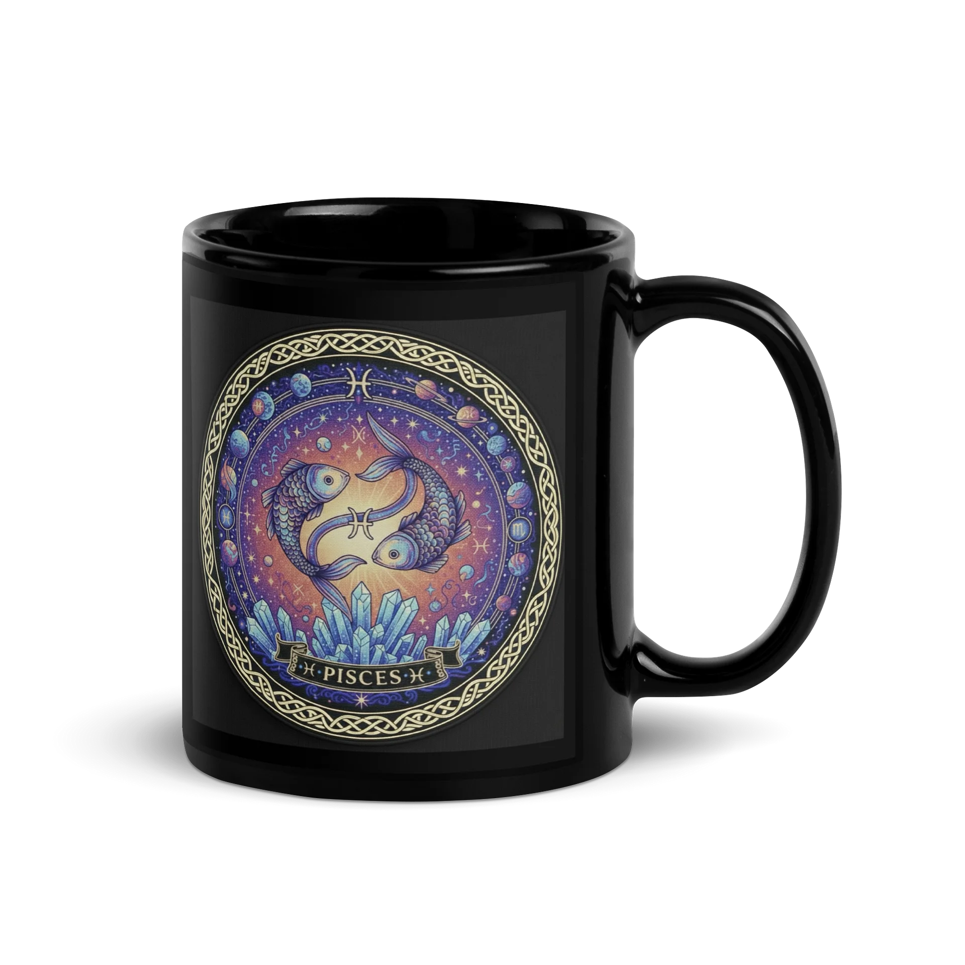 Pisces Celestial Fish Black Mug product image (3)