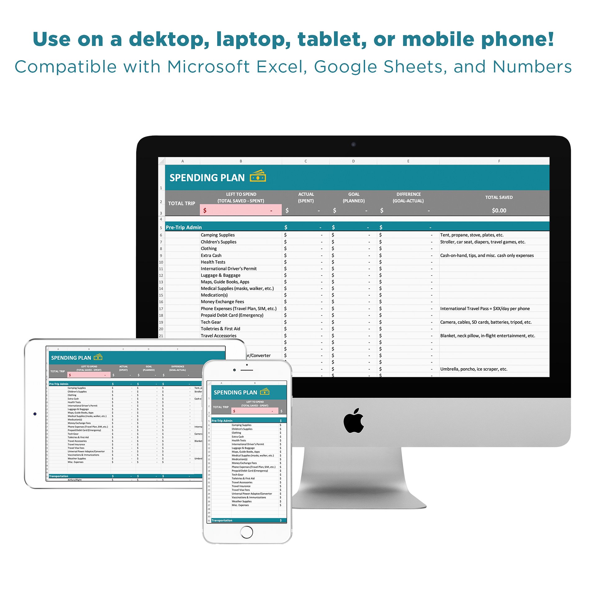 Travel Budget & Savings Spreadsheet Template product image (4)