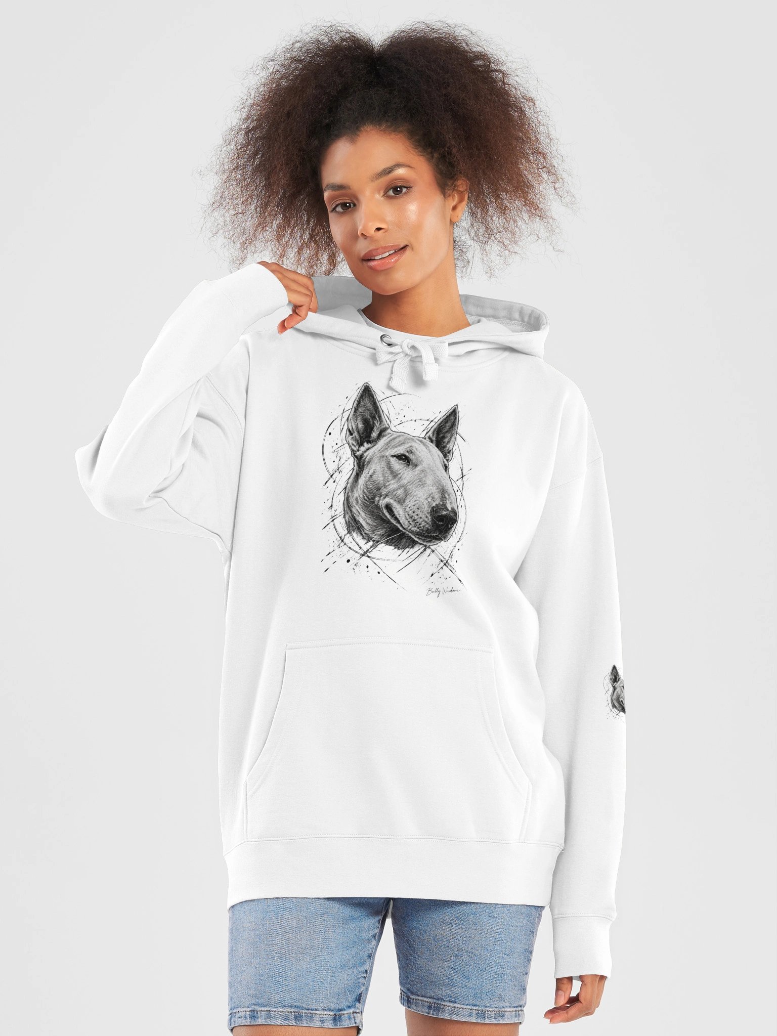 Free hand Bull Terrier portrait hoodie product image (5)