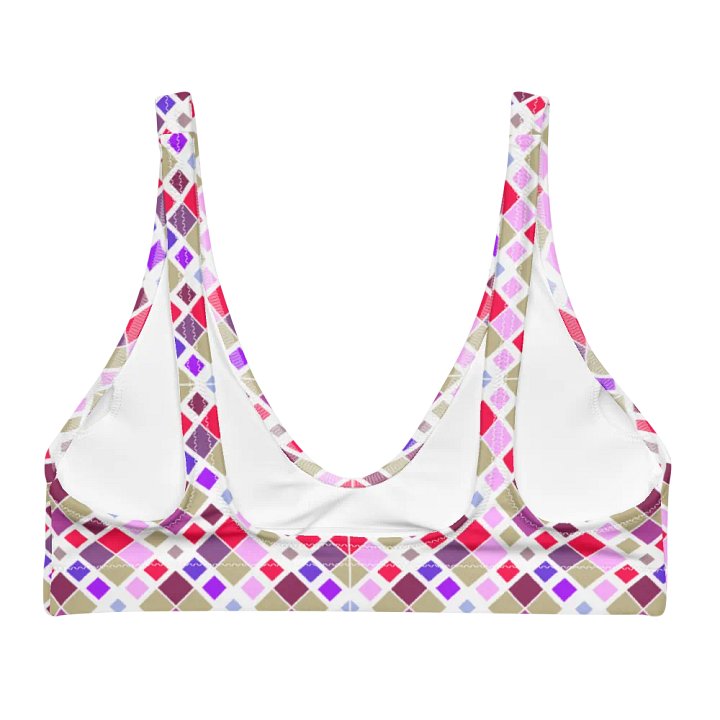 Colorful Square Pattern Design Padded Bikini Top - V2 product image (2)