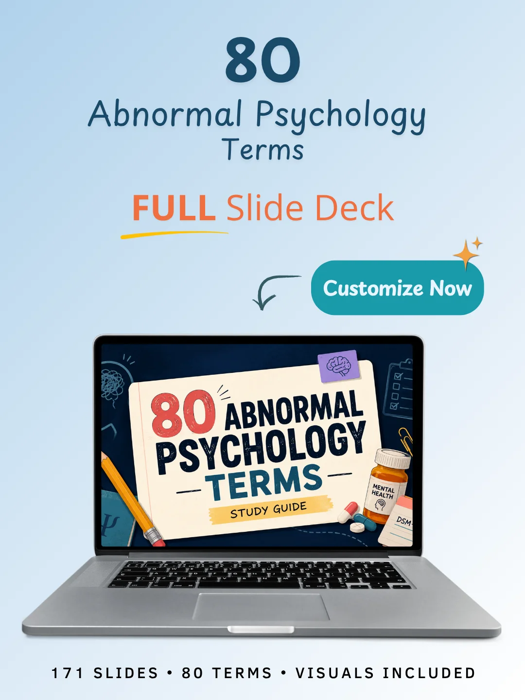 80 Abnormal Psychology Terms | Editable Teaching PowerPoint product image (1)