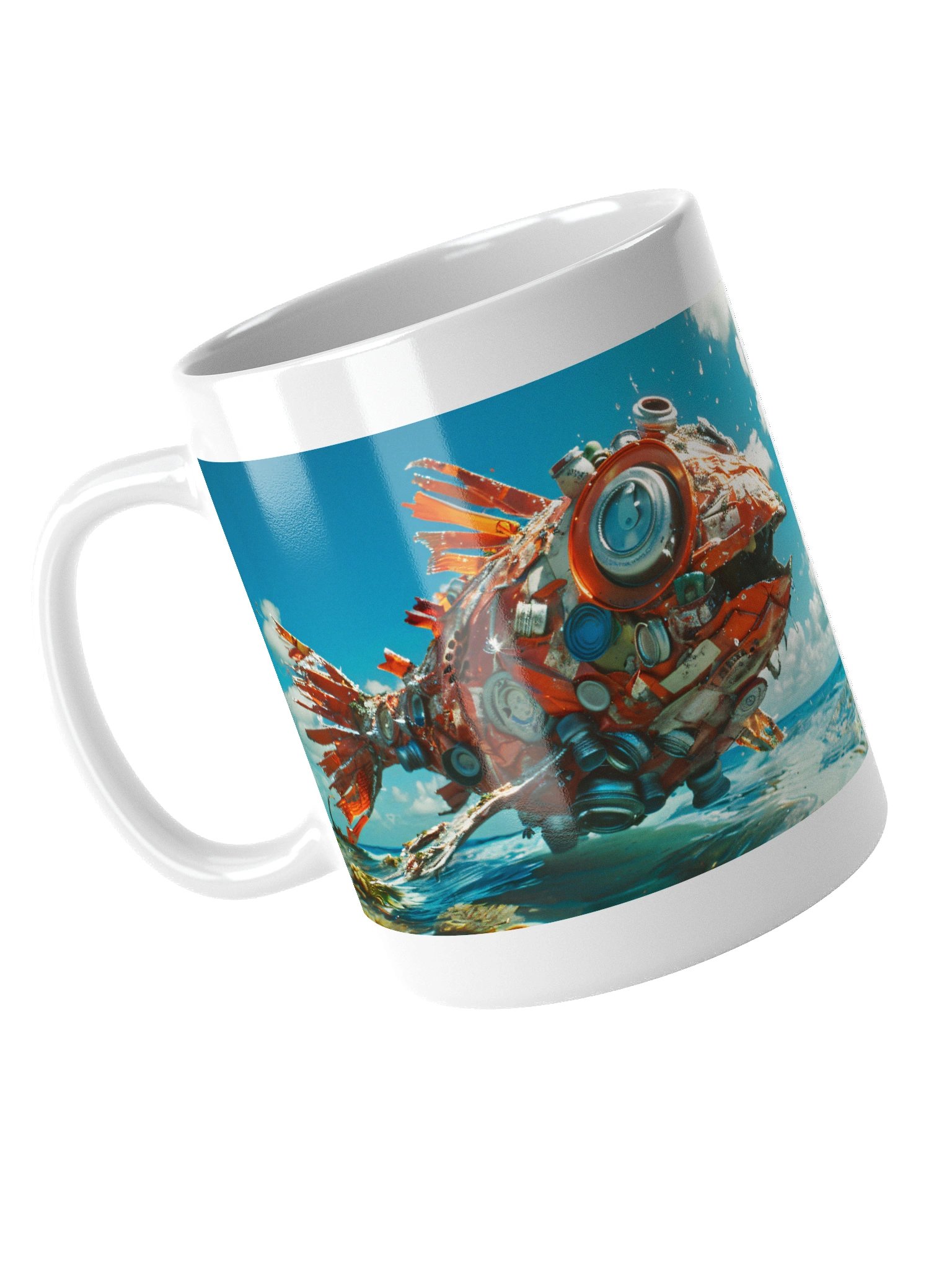 Surreal Marine Debris Ocean Pollution Fish Coffee Mug product image (4)