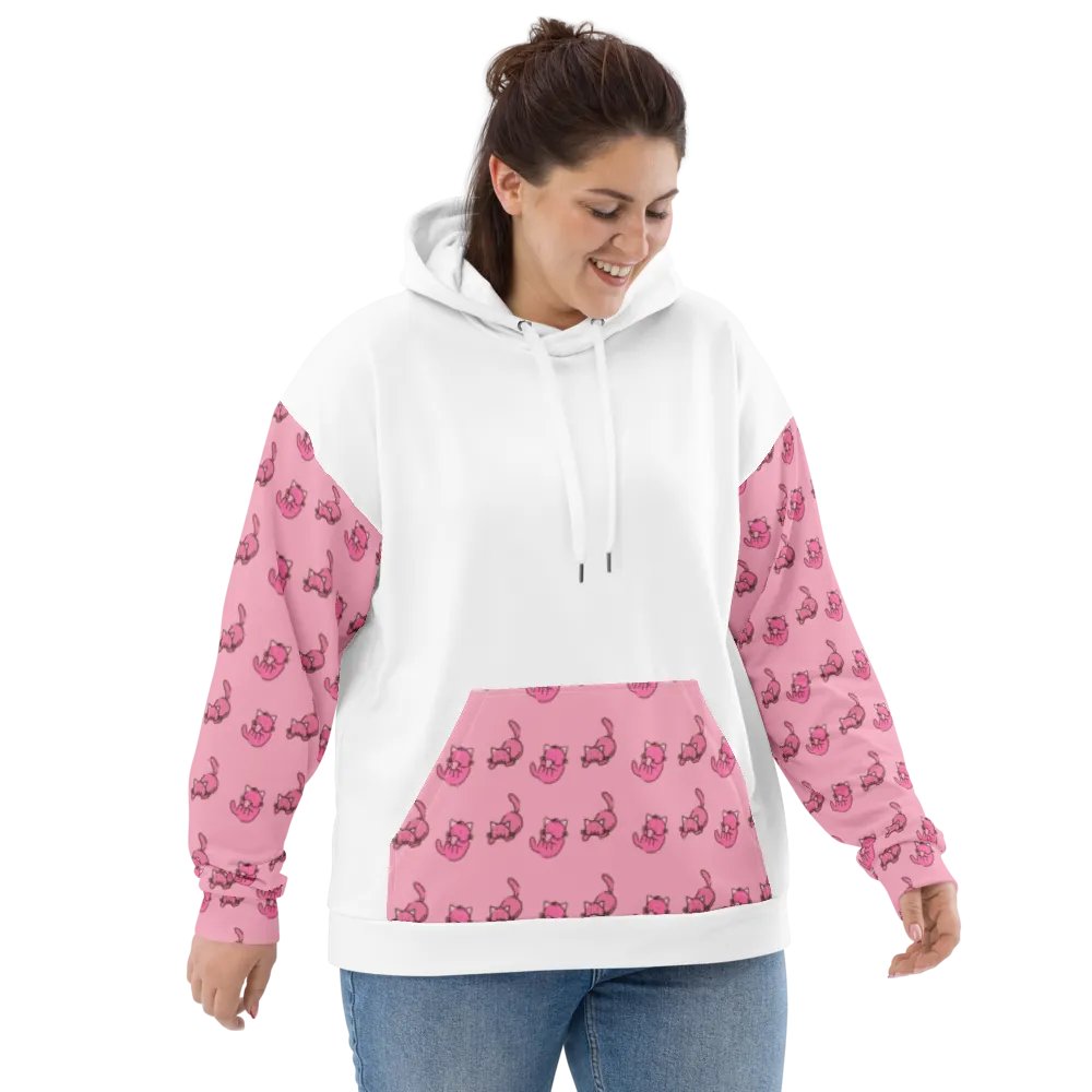 White and Pink Cat Paradise Hoodie product image (6)
