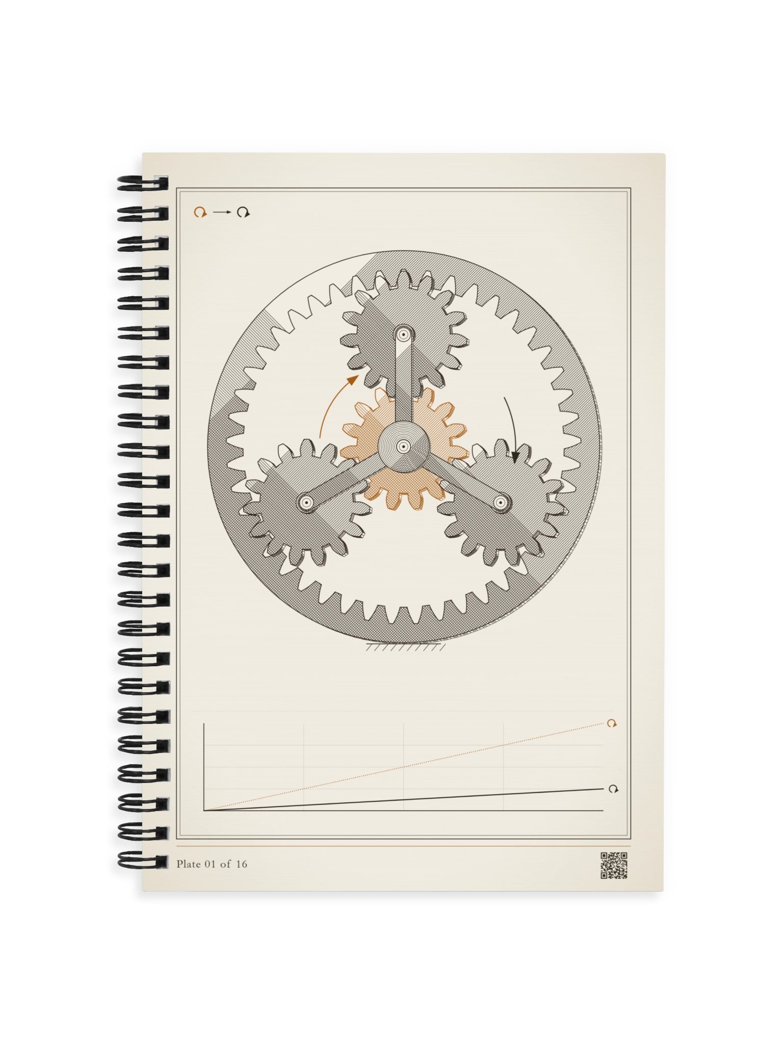 Planetary gear notebook, spiral, 6 x 8 in · MOTION 01 product image (1)