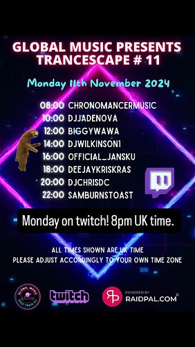 Tonight on Twitch I'm in the Global Music Trancescape Raid Train.

My slot is at 8pm GMT

Twitch.tv/djchrisdc

#ddj1000 #live...