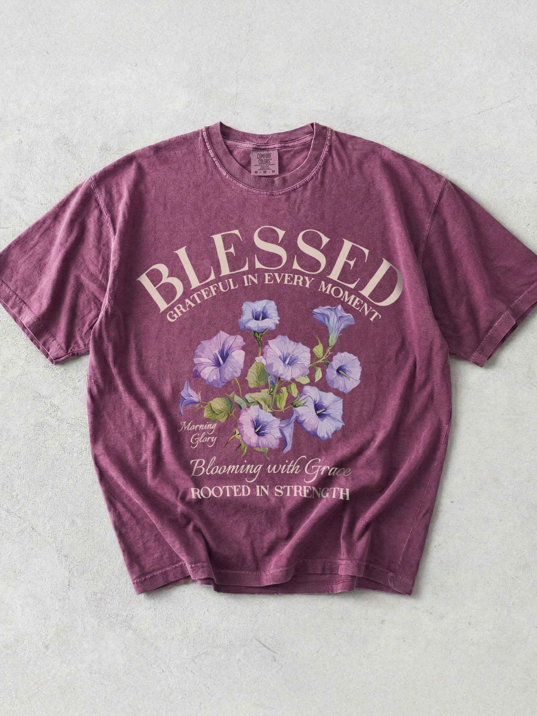 September Blessed Morning Glory Flower Shirt – Blooming with Grace, Rooted in Strength Graphic Tee product image (1)
