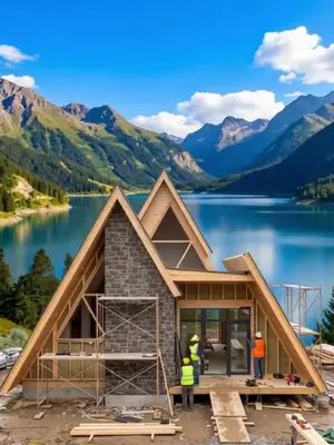Our Twin Pines Cabin has exploded the headlines worldwide with its viral double A Frame design and hype interior. Popular agencies in USA and Canada are flooding our inbox with satisfied clients impressions! Wana build your own? Full detailed drawings & plans available in links : https://vironhomes-shop.fourthwall.com/products/af082