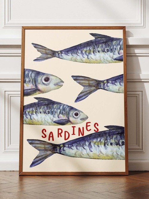 Sardine Wall Art Sardines Tin Fish Poster Colorful Kitchen Print product image (1)