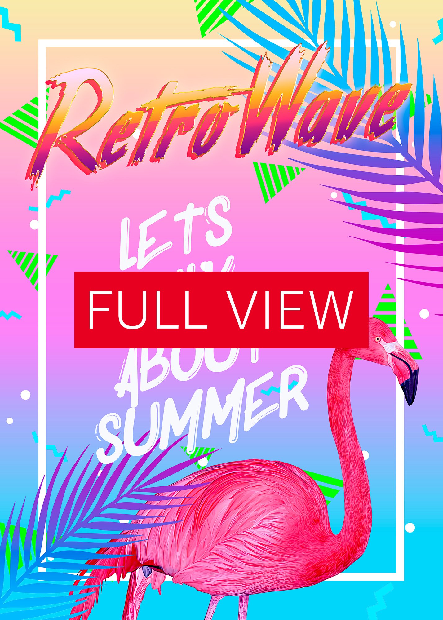 Retrowave poster: Summer and flamingo [retrowave/vaporwave/synthwave] — aesthetic poster, retrowave art print, neon poster, 80s poster product image (3)