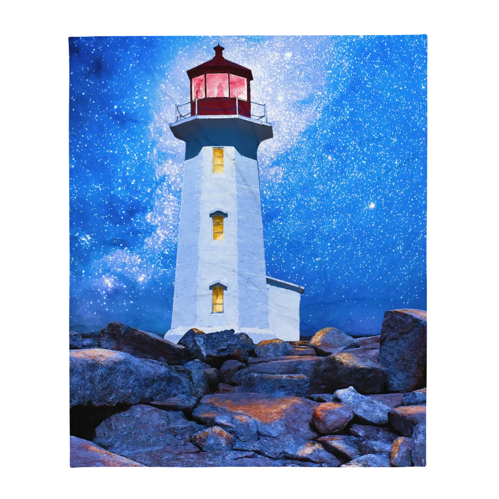Peggy's Cove Lighthouse By Night Throw Blanket product image (1)