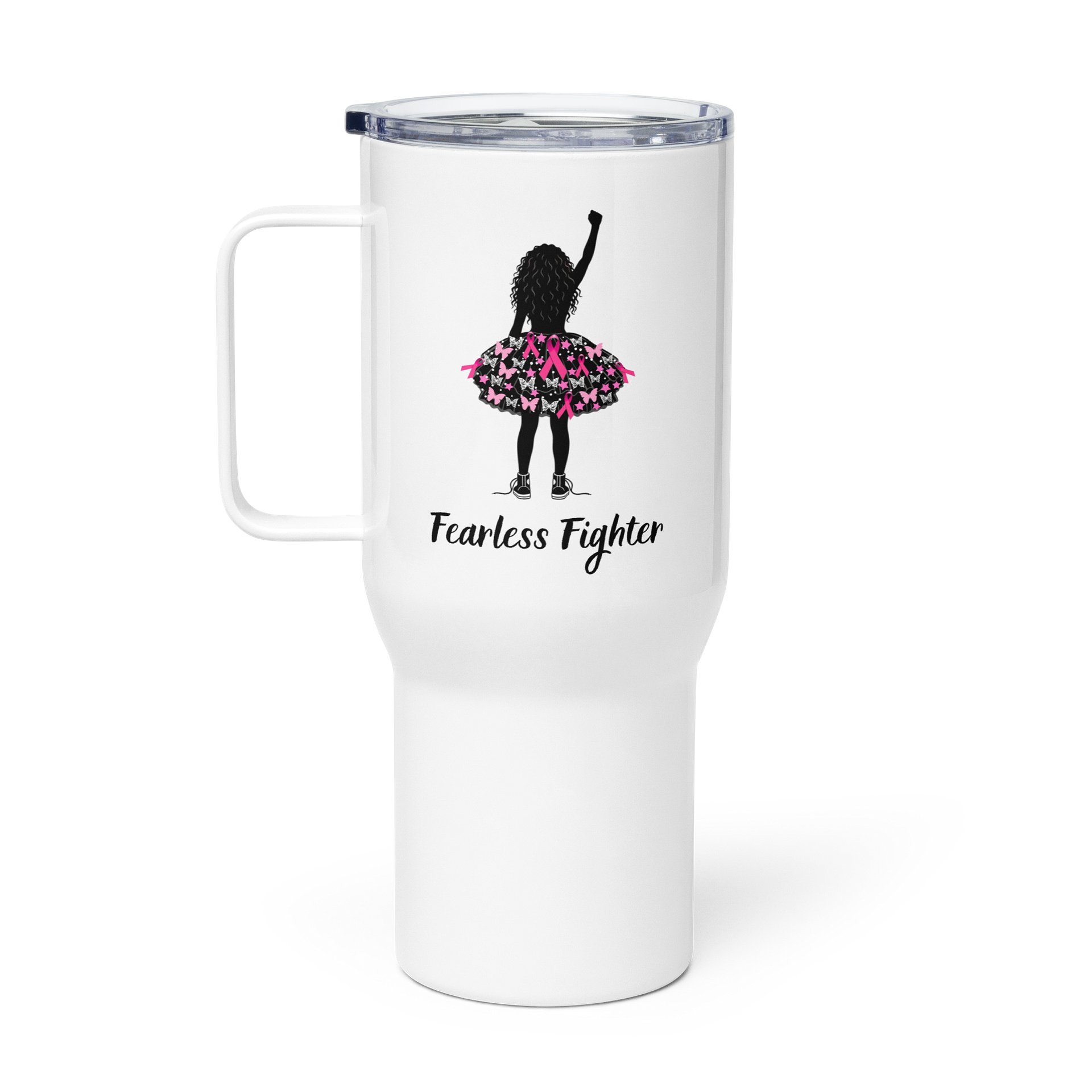 Breast Cancer - Fearless Fighter Travel Mug with Handle product image (1)