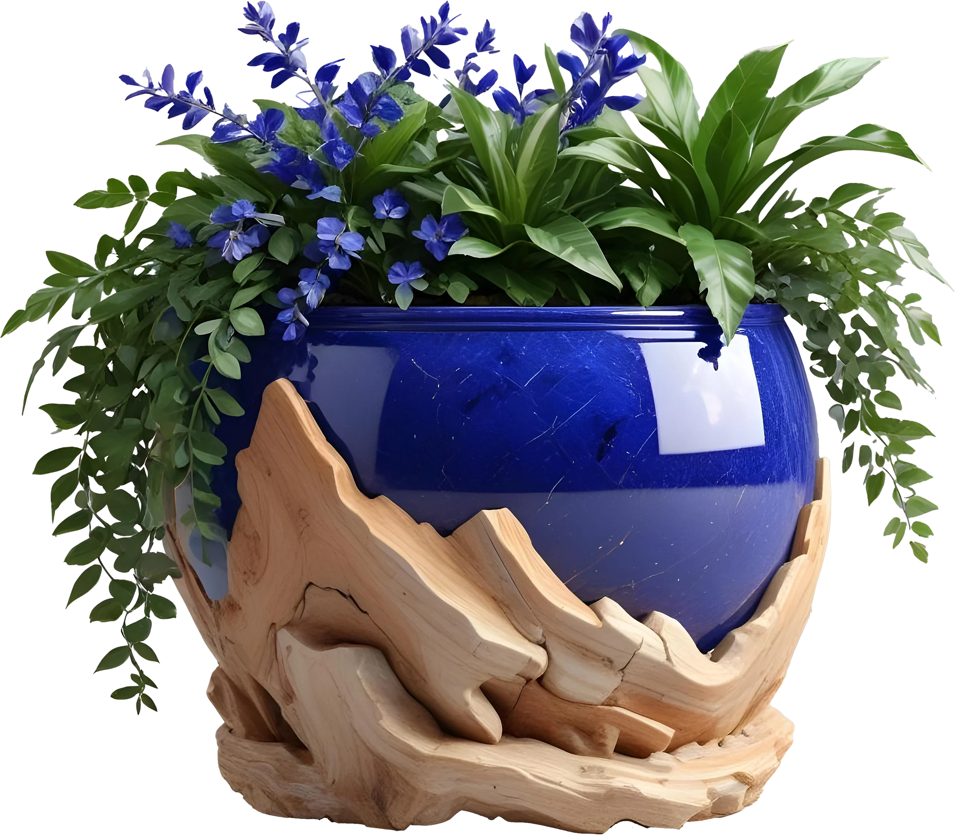 Wood & Lapis Elegance – Vase PNG SPA decor product image (1)