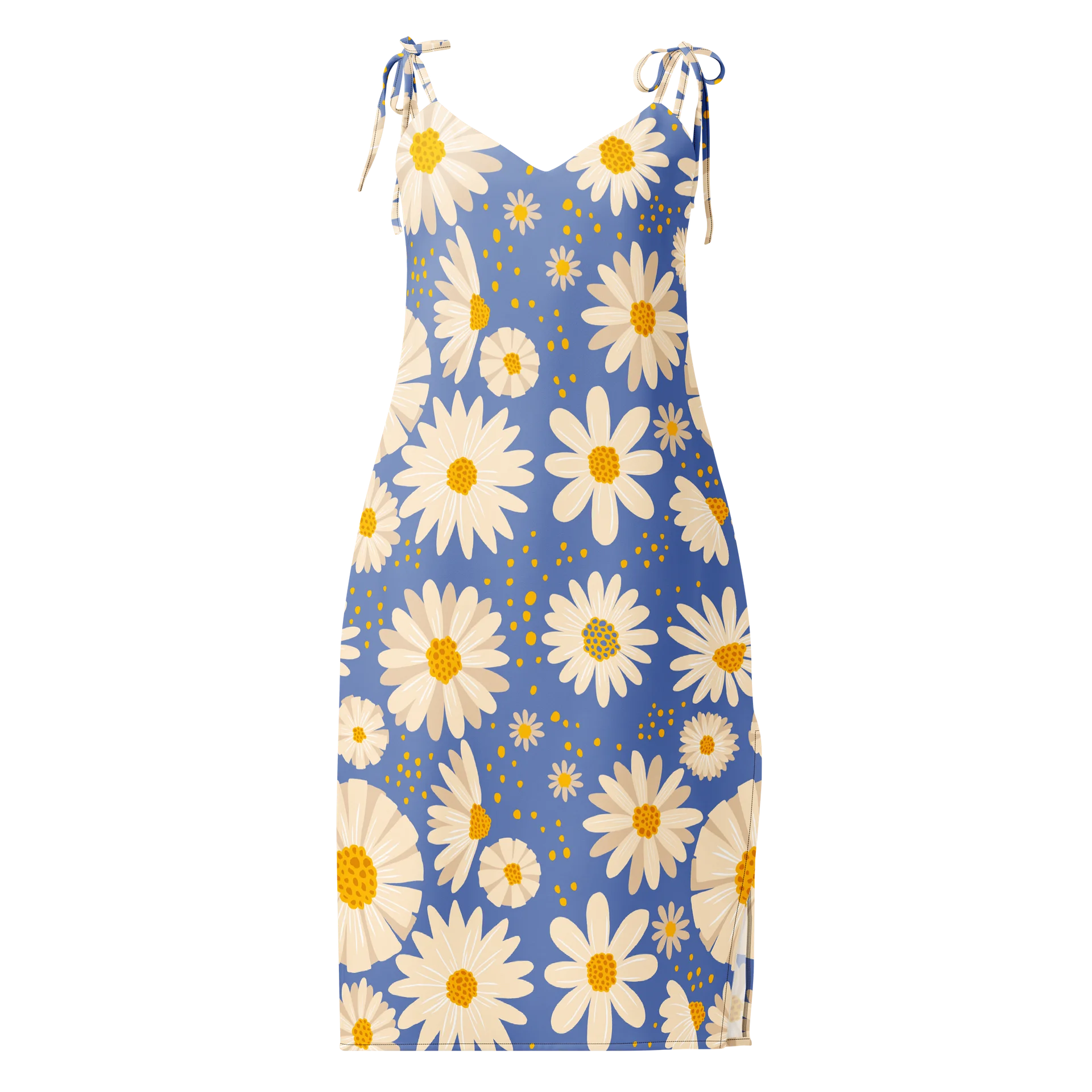 Women’s Floral Sleep Dress – Blue Daisy Print Sleeveless Nightgown Soft Comfortable Nightwear product image (1)