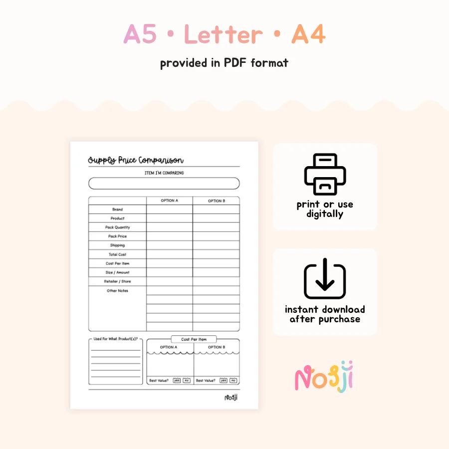 Small Business Supply Cost Tracker & Price Comparison Sheet product image (2)