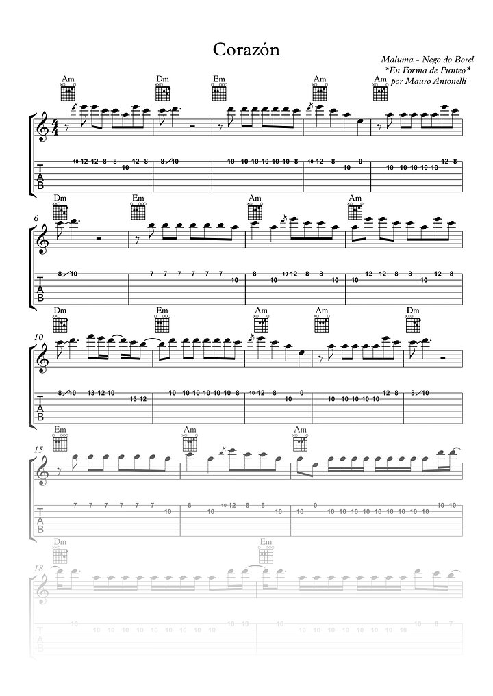 Corazón - Partitura + Tab + Acordes + Pista product image (1)