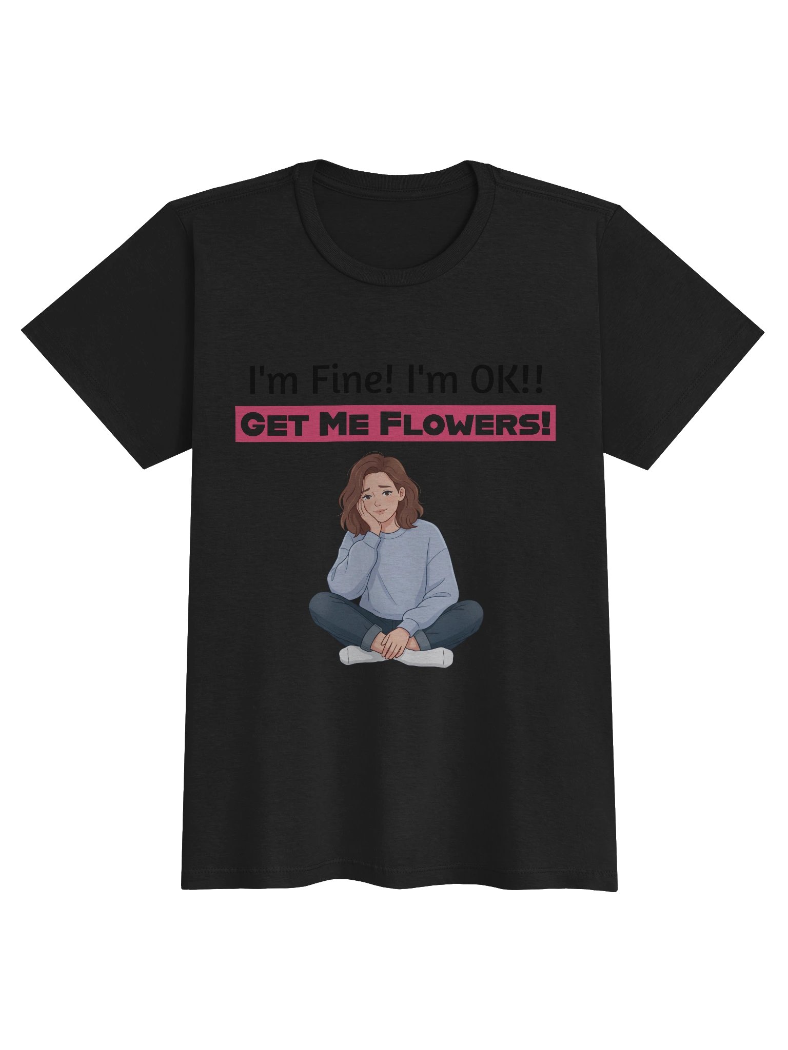 Get Me Flowers! Pink Cartoon Woman Tee product image (2)