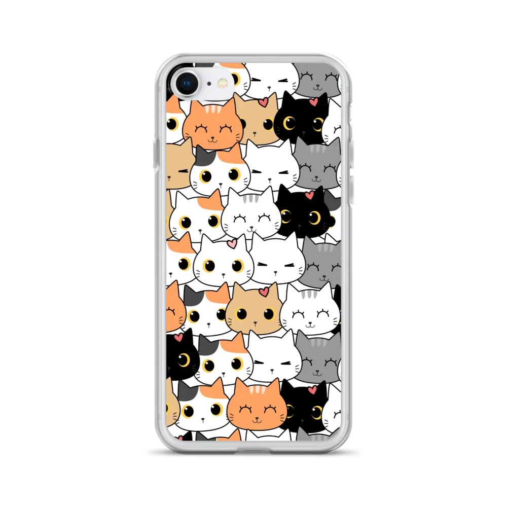 Cartoon Cat Faces Clear iPhone Case product image (28)