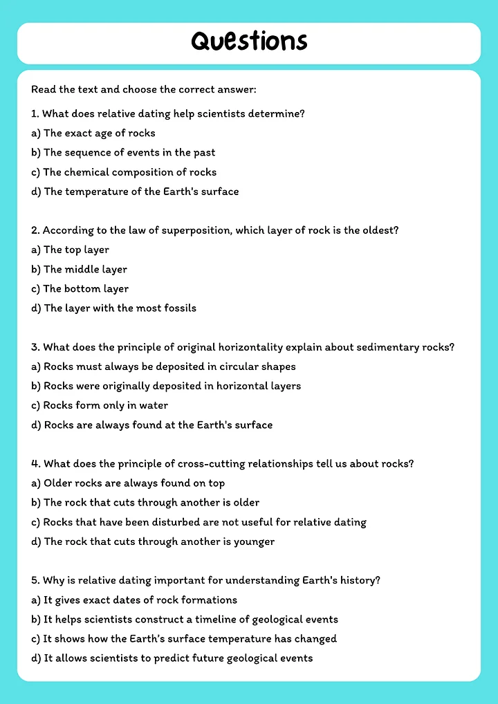 Relative Dating Reading Comprehension Passage with Multiple Choice Questions product image (2)