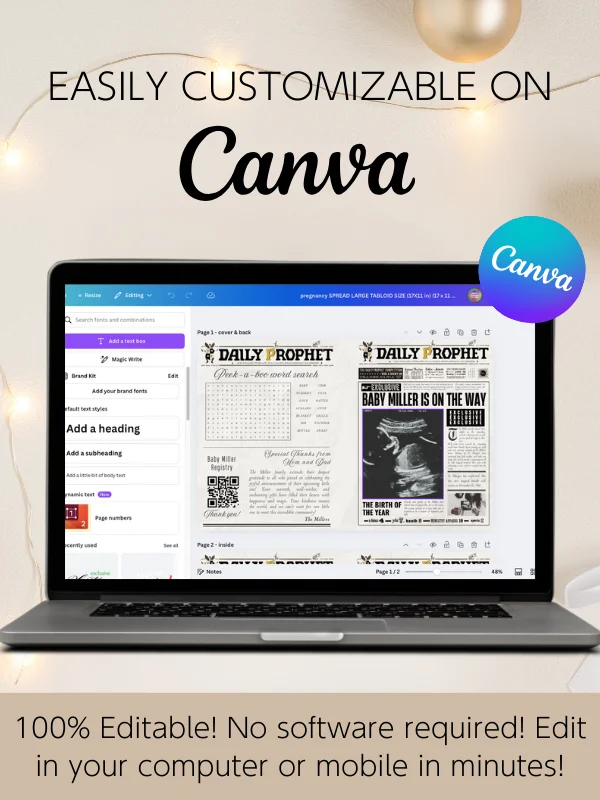 Magical Baby Announcement Newspaper 100% Customizable Template Bundle product image (5)