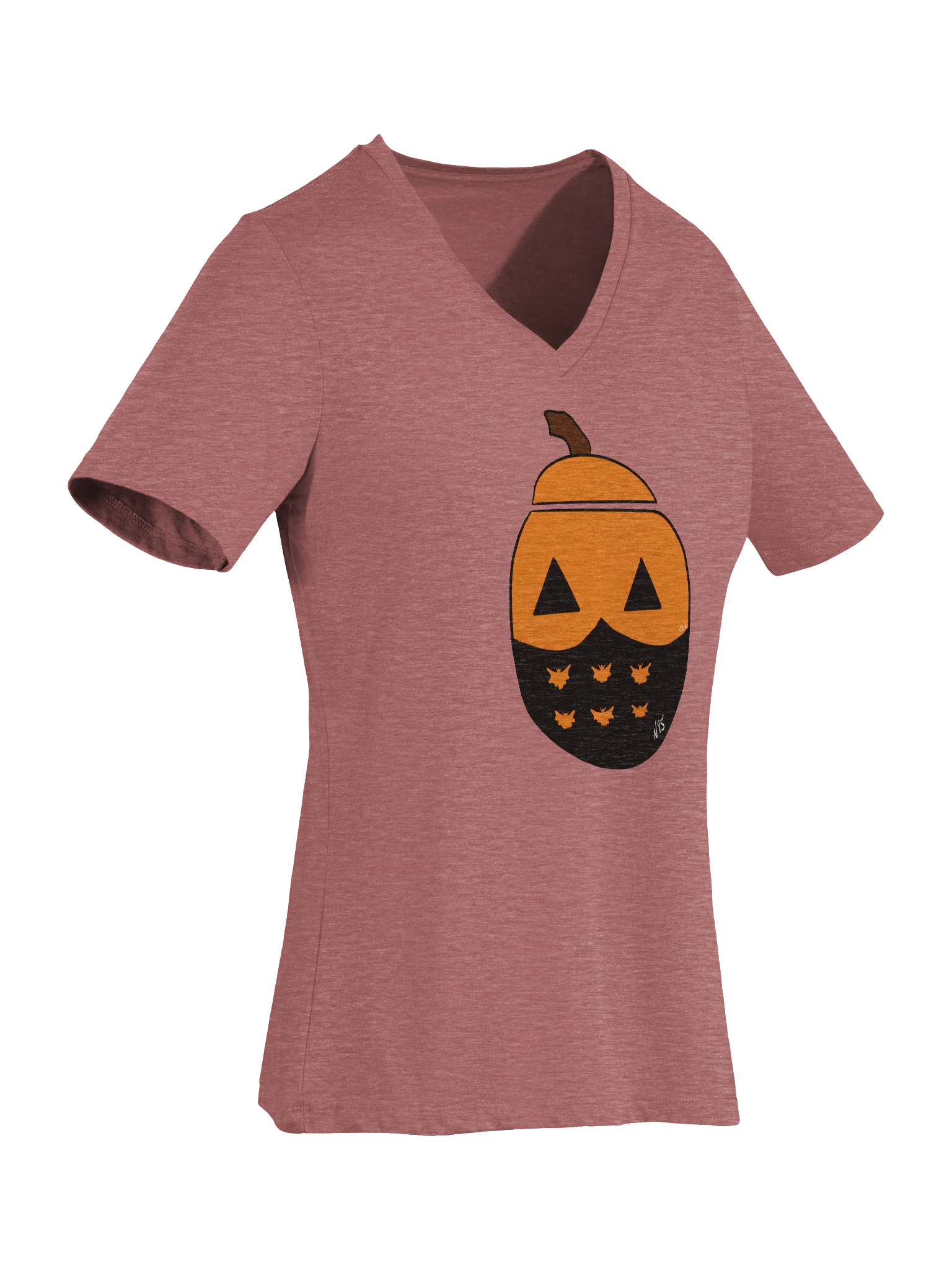 Mask-O-Lantern v-neck tee (black mask) product image (7)