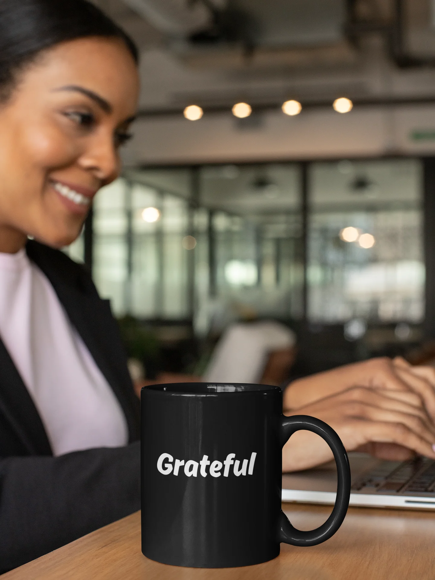 “Grateful” My Vibe Black Ceramic Mug product image (1)