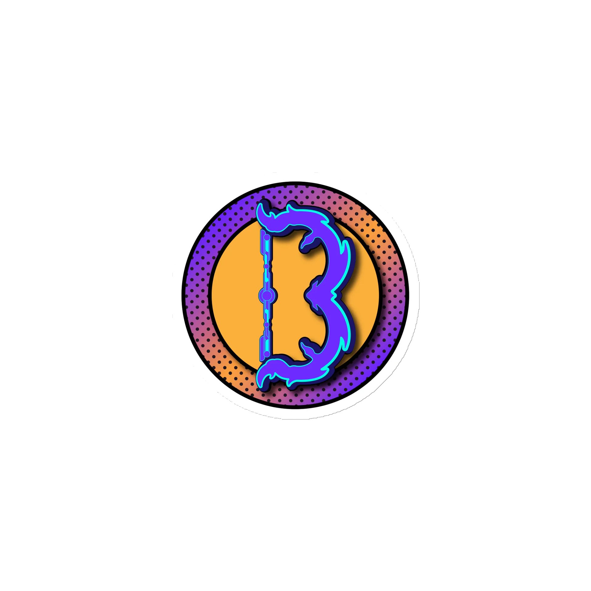 Neon B Emblem Die-Cut Magnets product image (1)