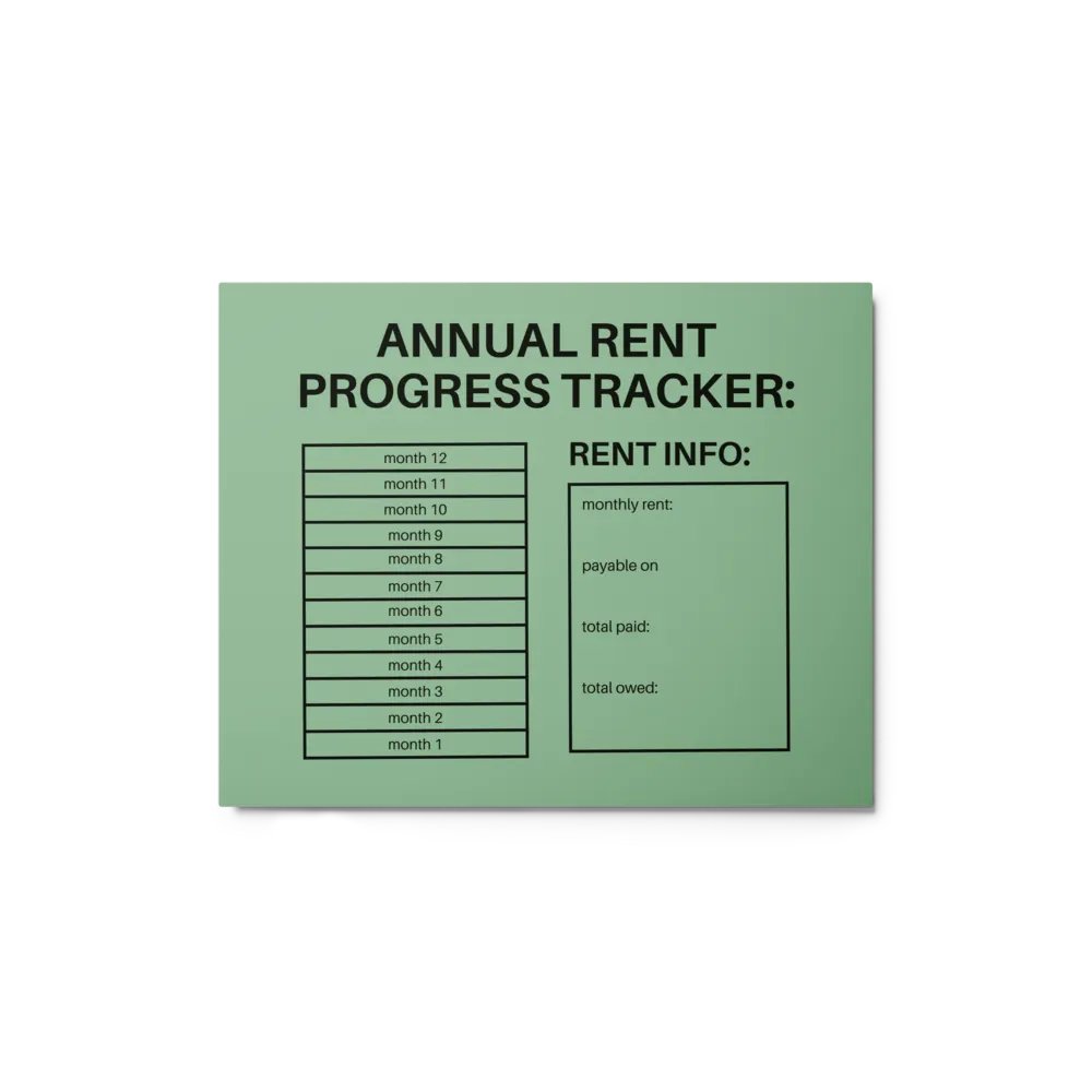 ANNUAL RENT TRACKER (black design 7) product image (1)