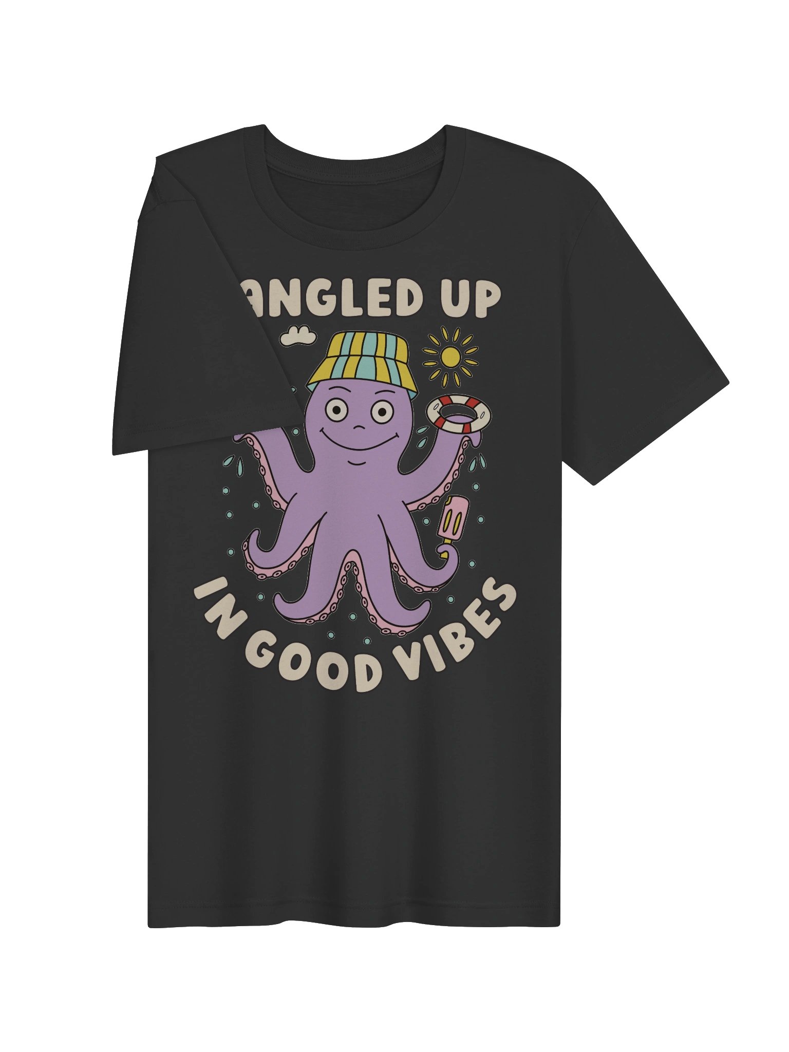 Tangled Up In Good Vibes Cute Silly Funny Octopus Unisex T-shirt product image (2)
