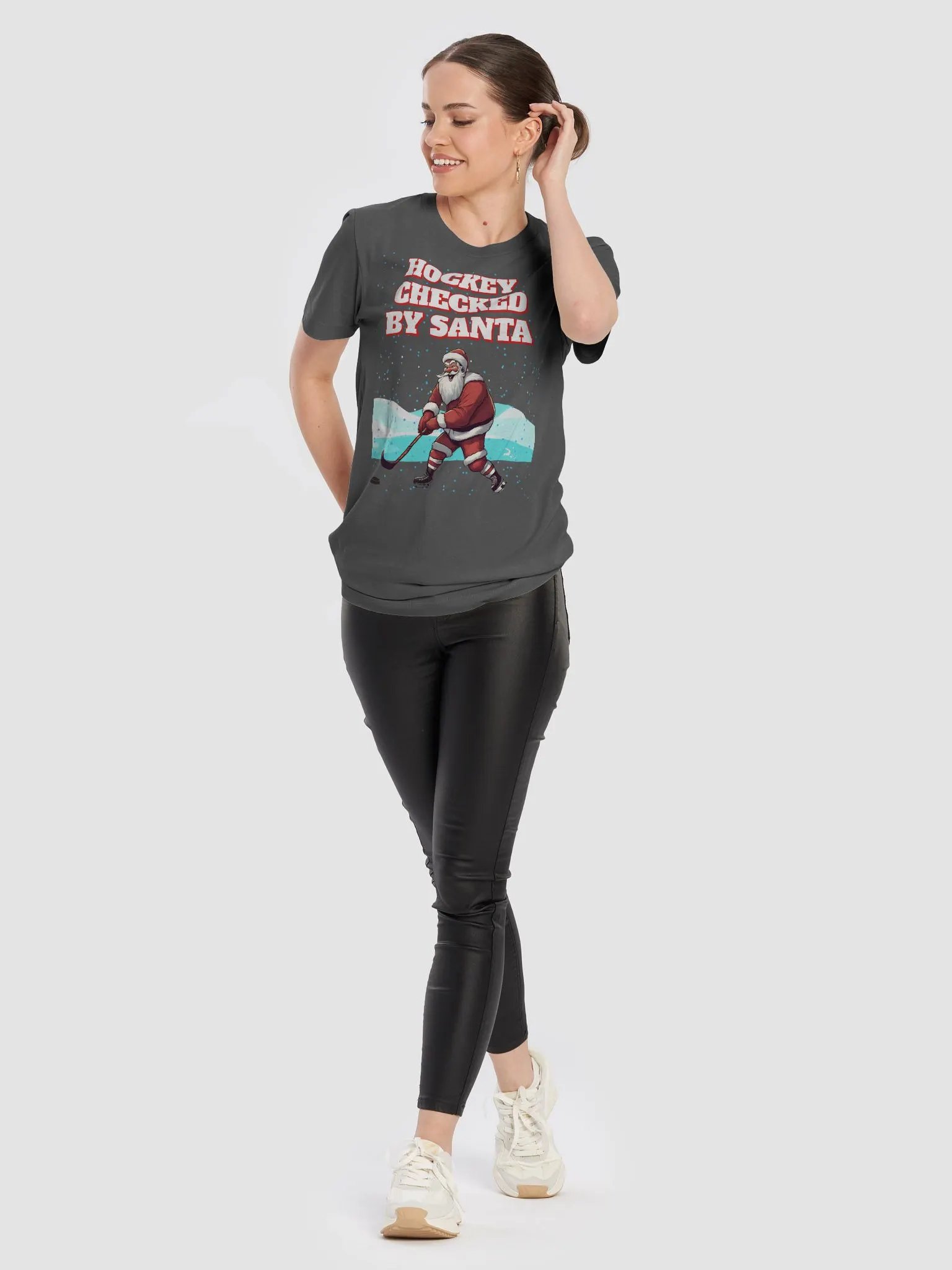 Hockey Checked By Santa Christmas T-shirt product image (55)