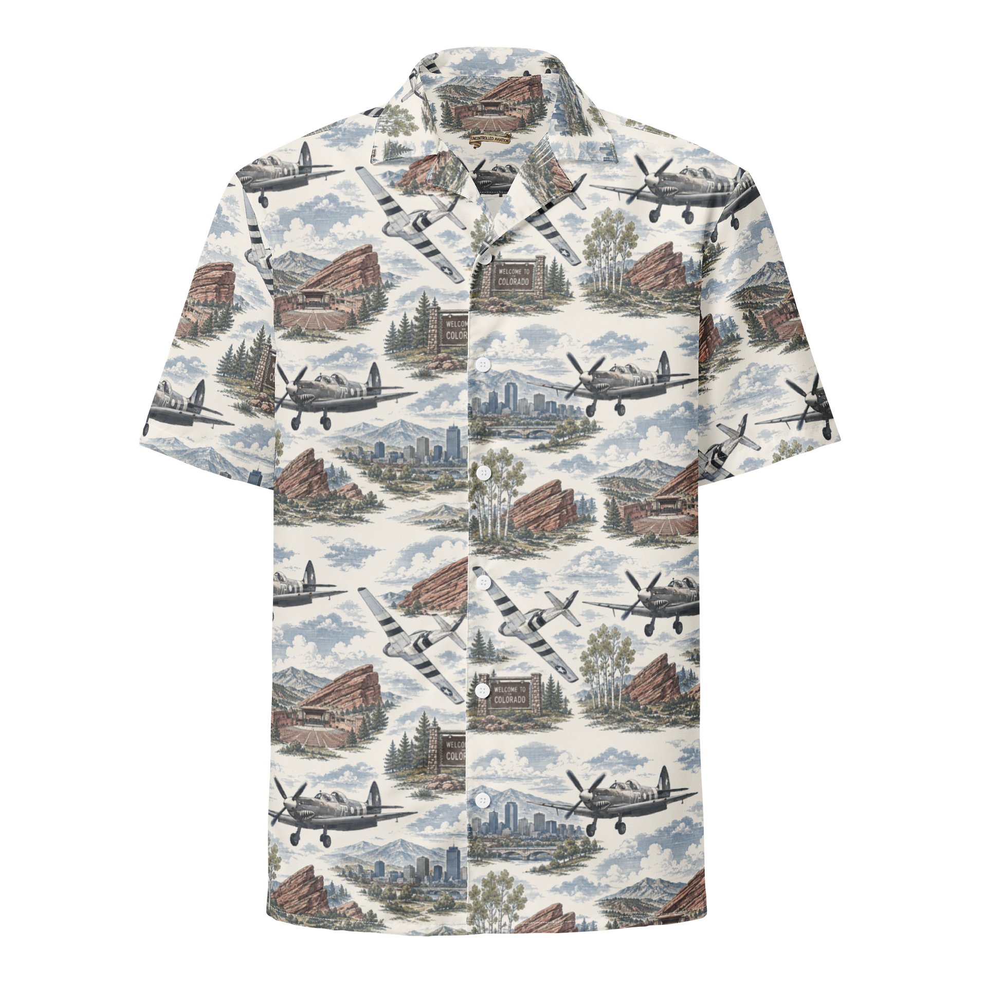 P51 Mustang Colorado — 1940's Retro Hawaiian Shirt product image (1)