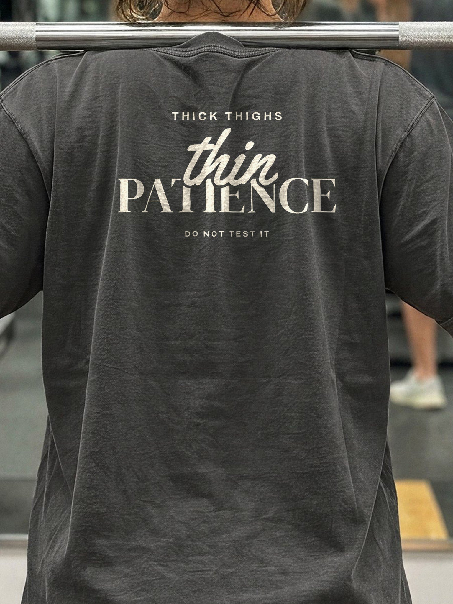 Thick Thighs, Thin Patience Oversized Gym Tee | Pump Cover product image (4)