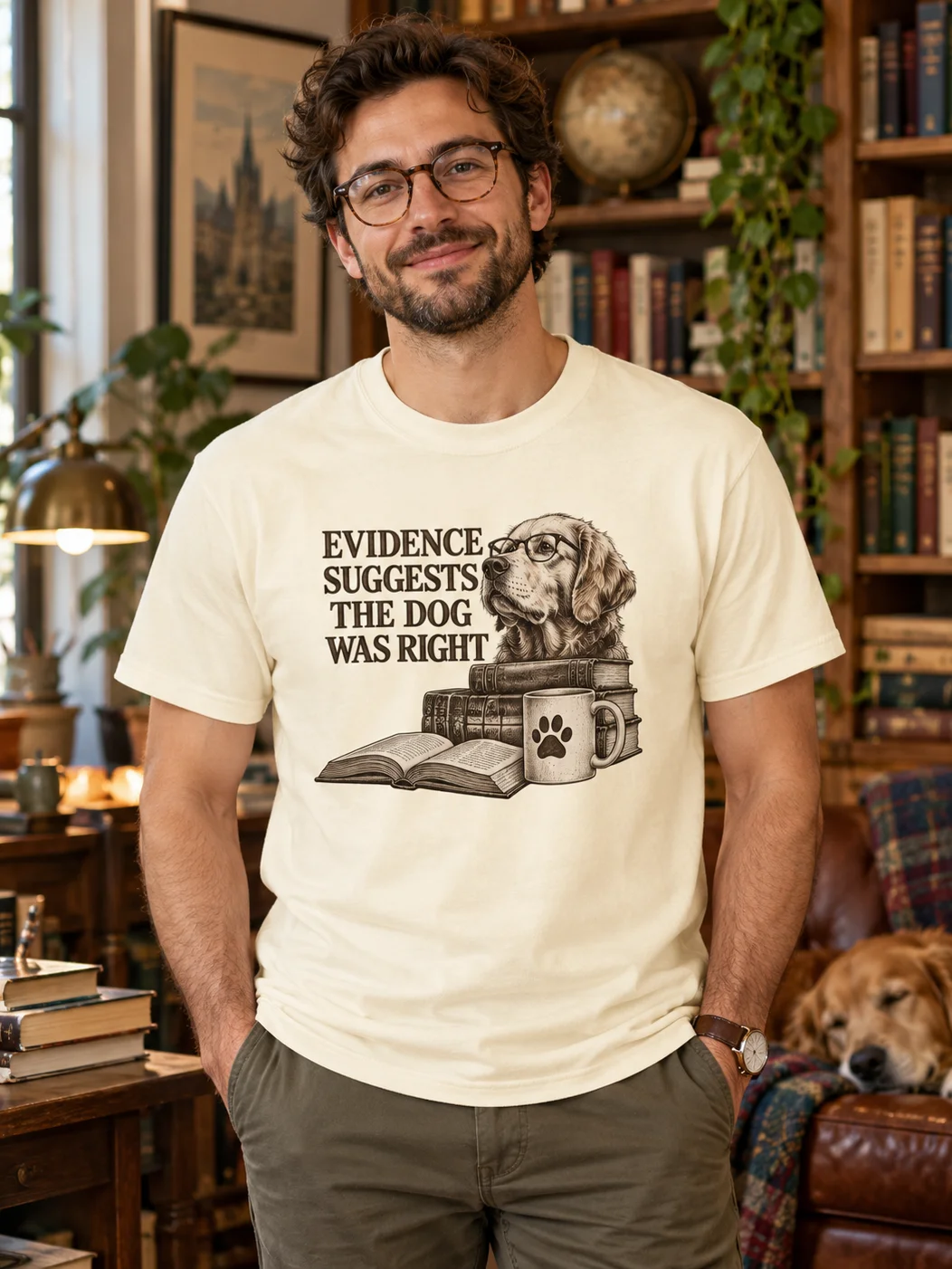 Funny Book Lover Dog T-Shirt | Reading Dog Graphic Tee | Nerdy Dog Lover Shirt product image (1)