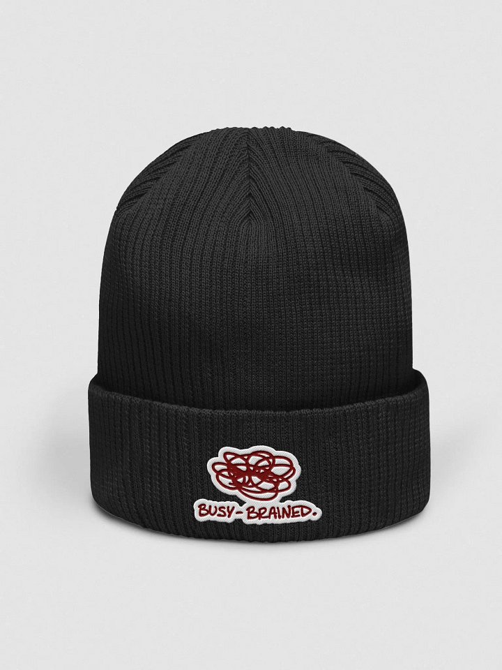BUSY-BRAINED (maroon bubble design) embroidered organic beanie product image (1)