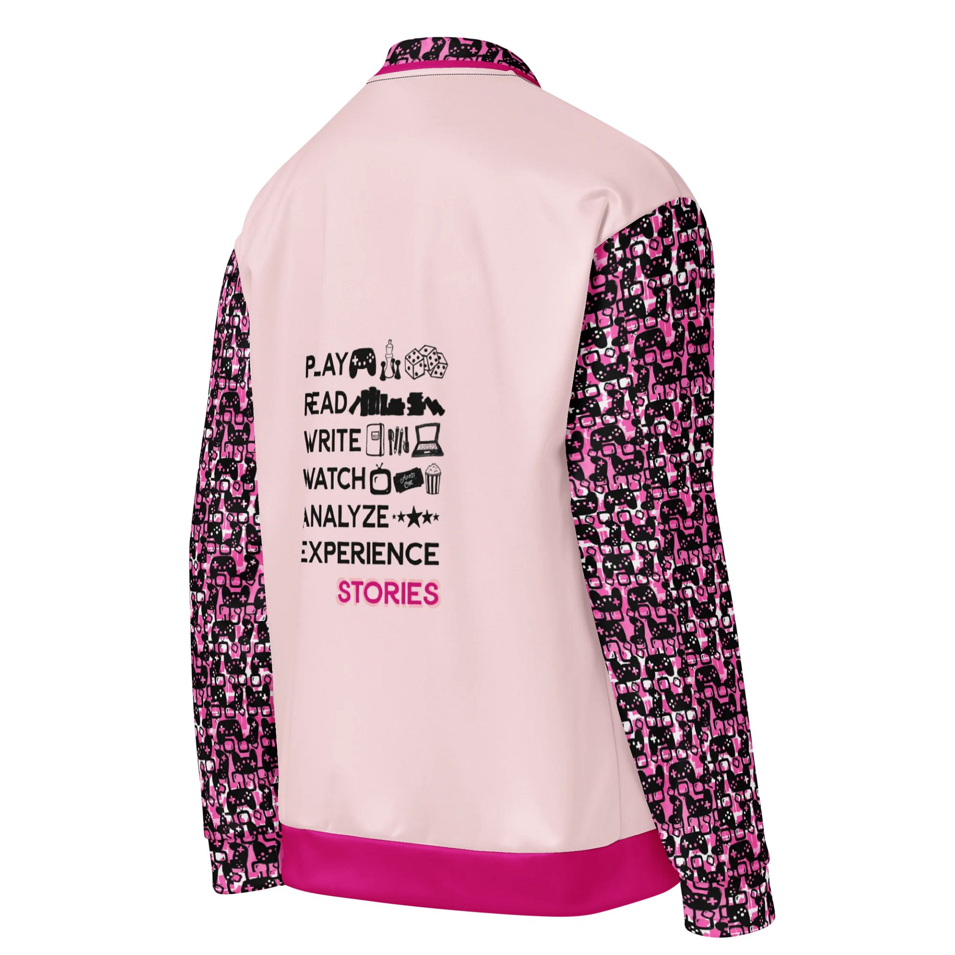 Experience Stories Unisex Bomber Jacket (Pink, Blush, and Black) product image (4)