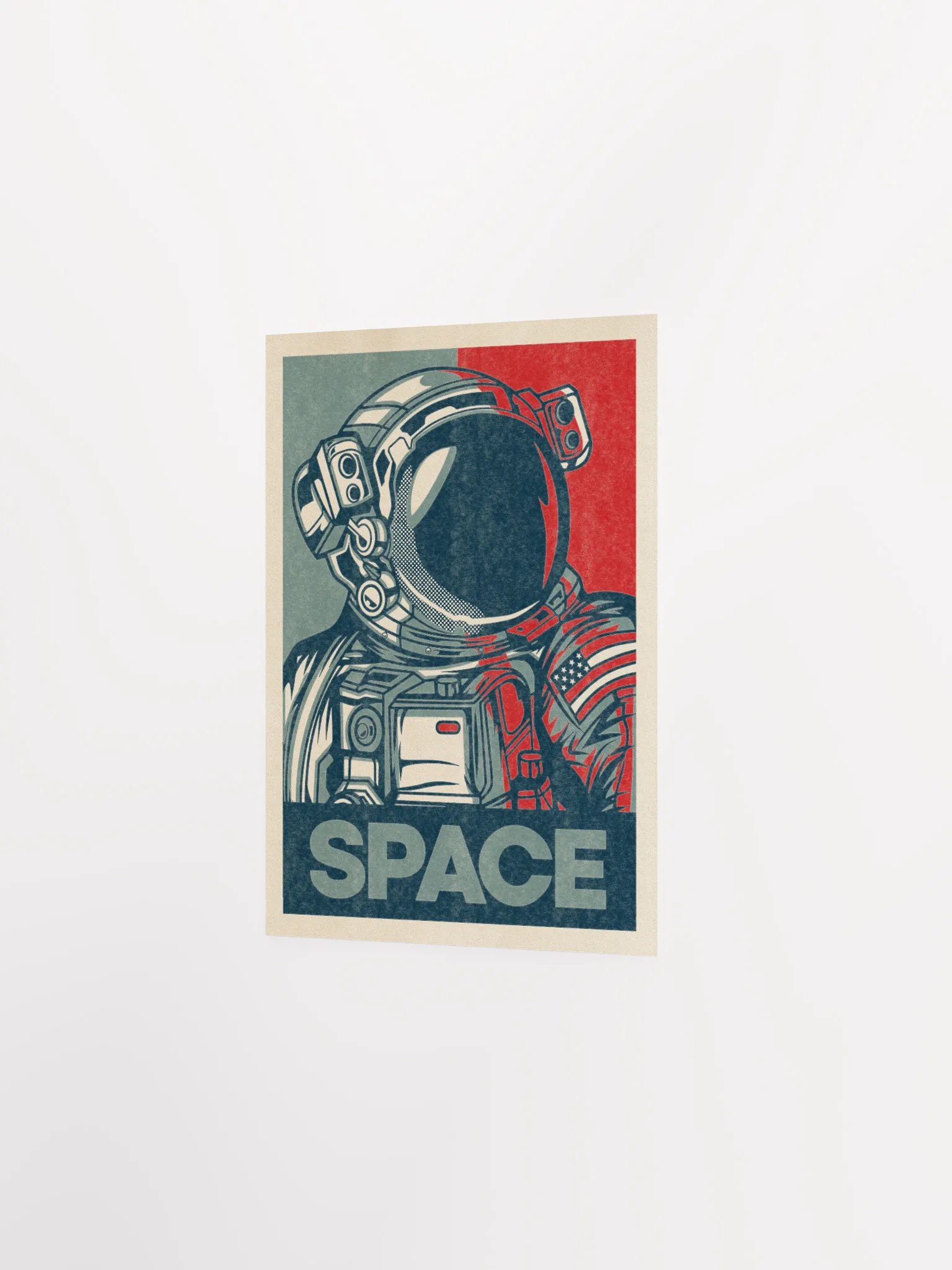 Space (Hope/Obama style, Shepard Fairey style) — Vintage space poster, retro space art, propaganda poster, retrofuturism art, retro sci-fi print product image (7)