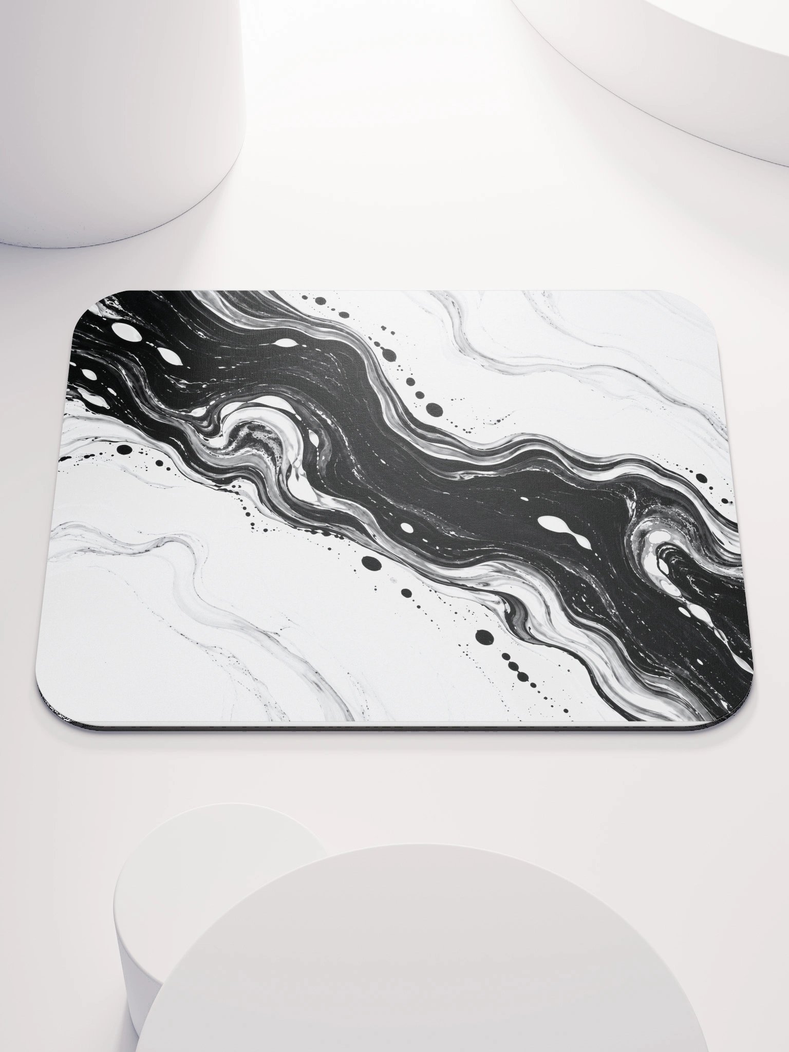 Monochrome Current — Black & White Marble Mouse Pad product image (1)