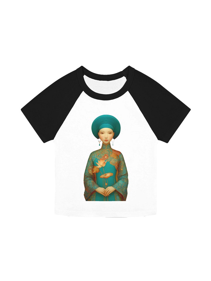 Teal Lotus Portrait Raglan Baby Tee product image (1)