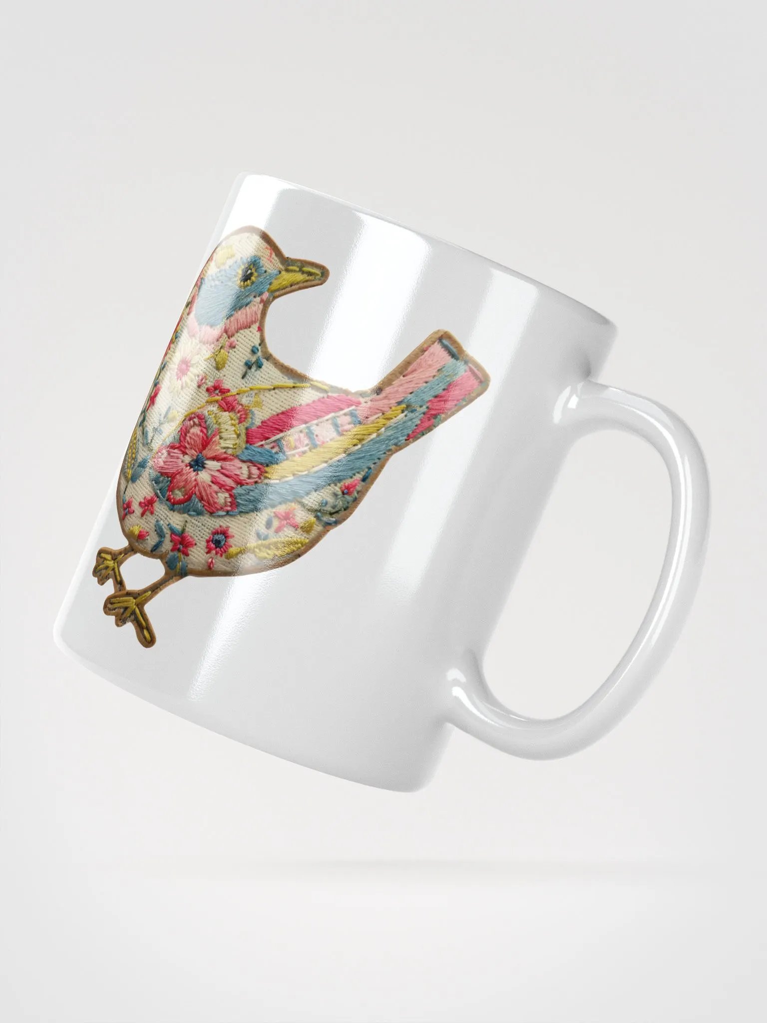 Floral Bird Embroidered Patch Mug product image (5)