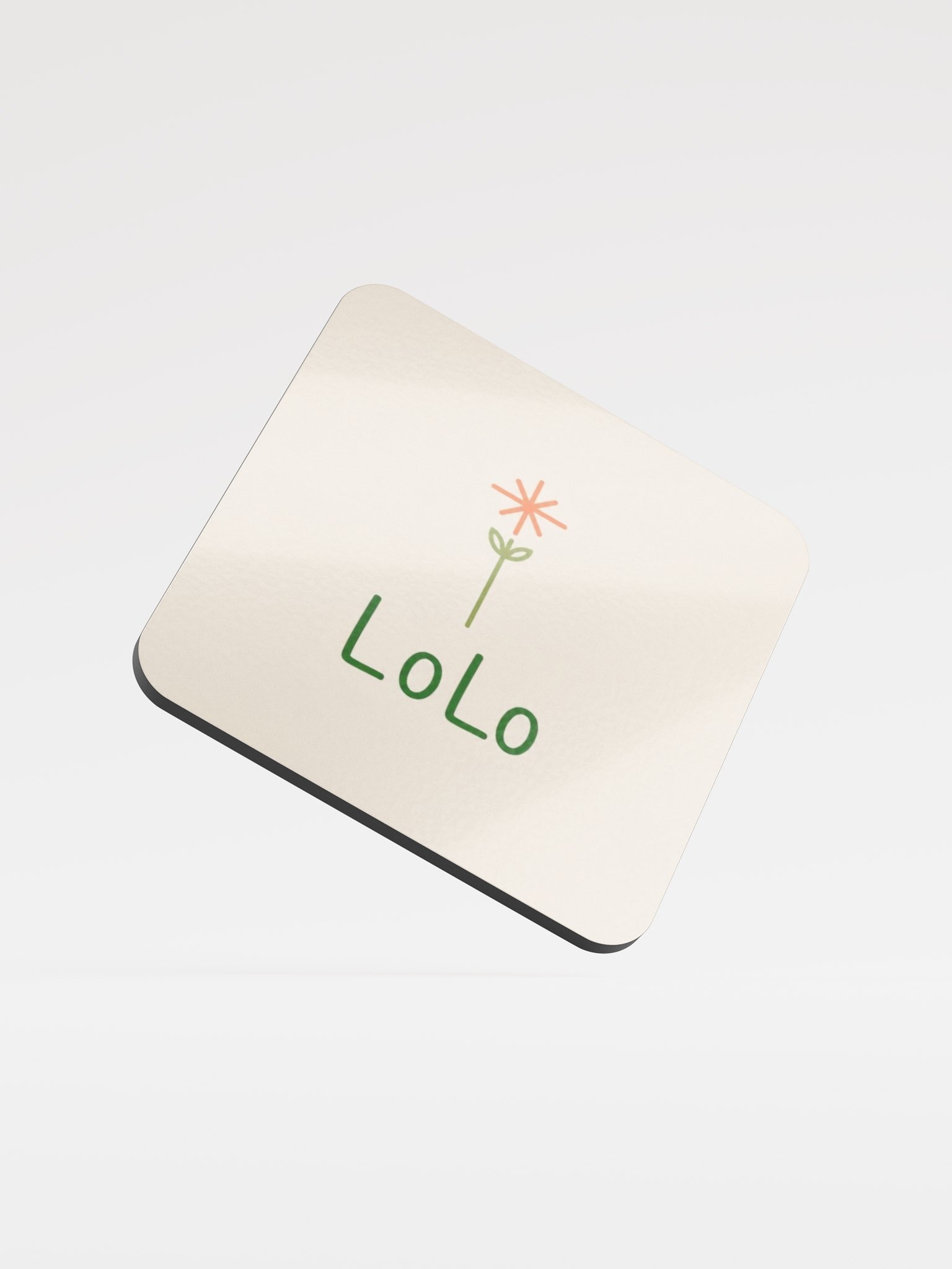 LoLo Botanical Logo Glossed Cork Coaster product image (1)