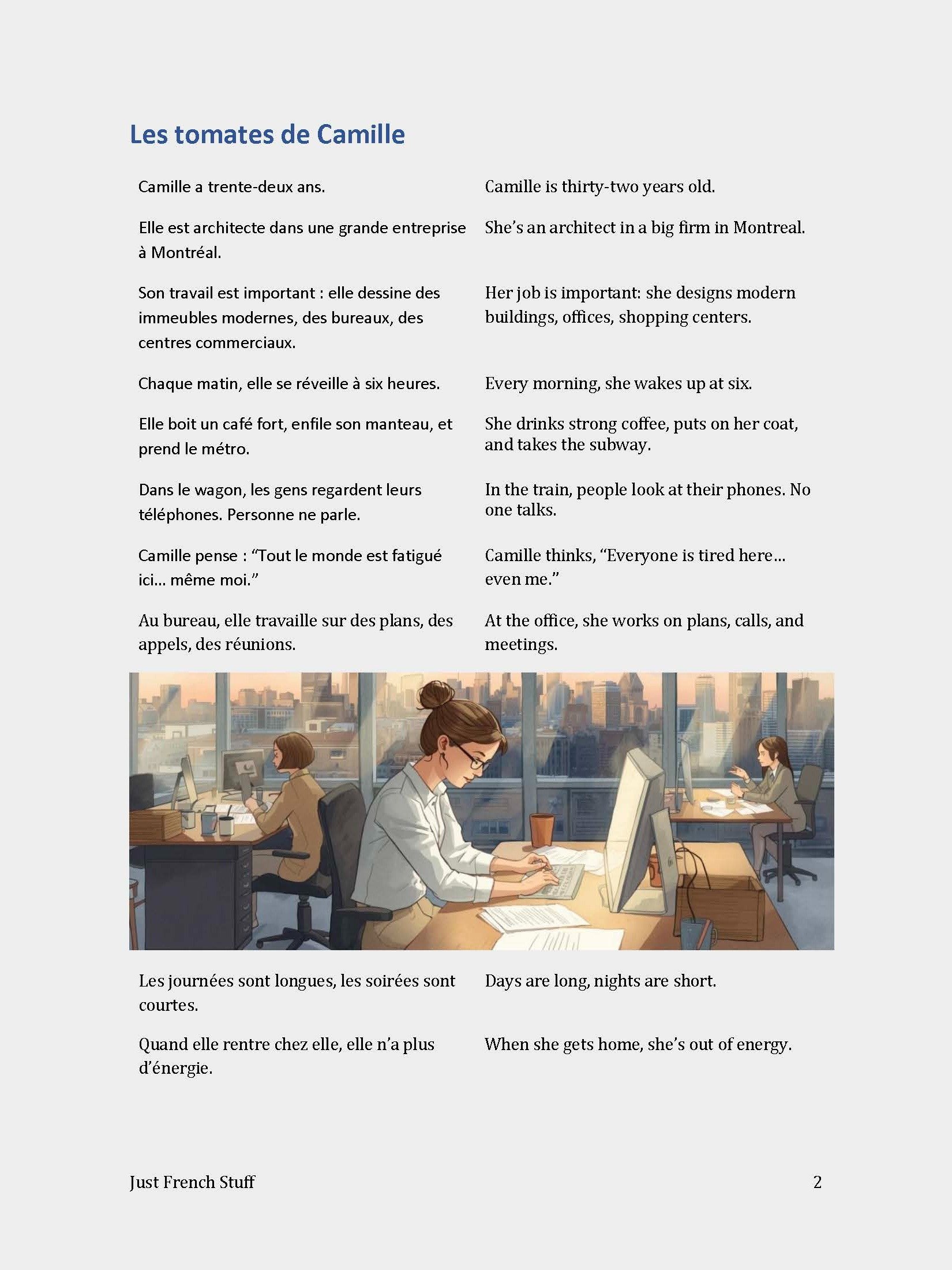 Printable Easy French Short Story Reading Practice Workbook - Les tomates de Camille (Beginner A1/A2) product image (4)