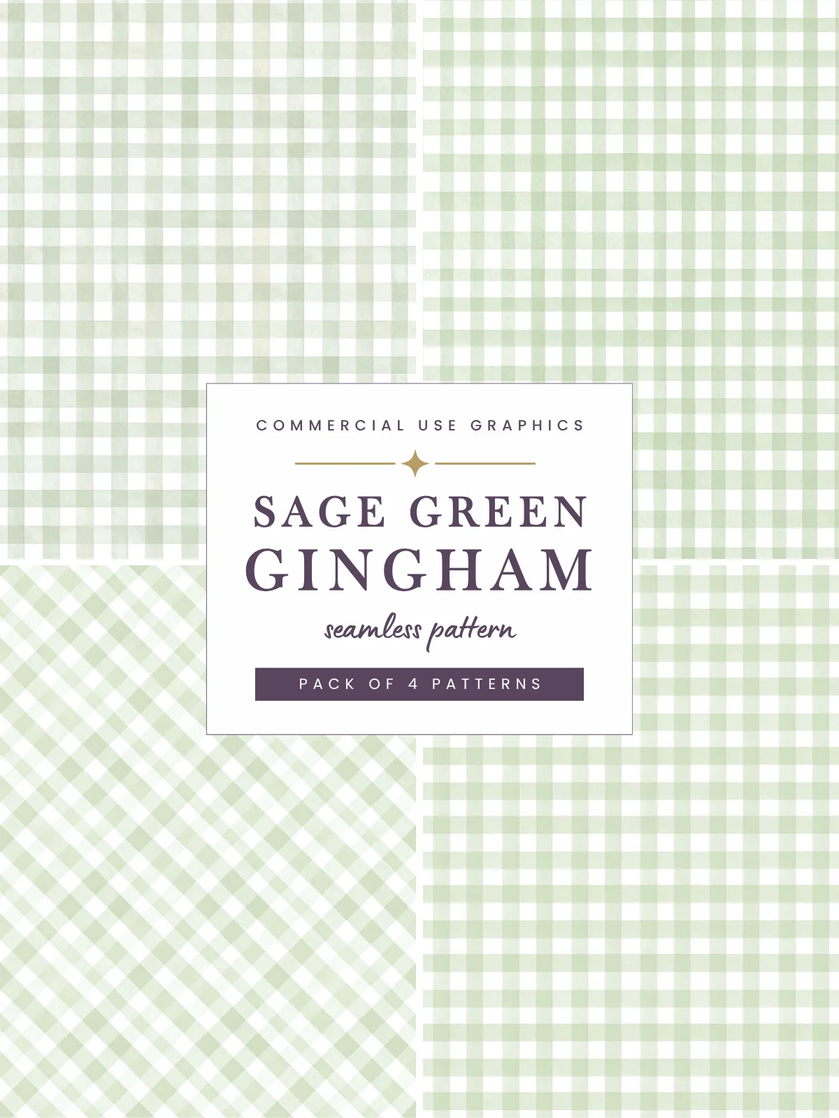 Watercolor Gingham Digital Paper Sage Green Seamless Pattern Pack Commercial Use Digital Download product image (1)