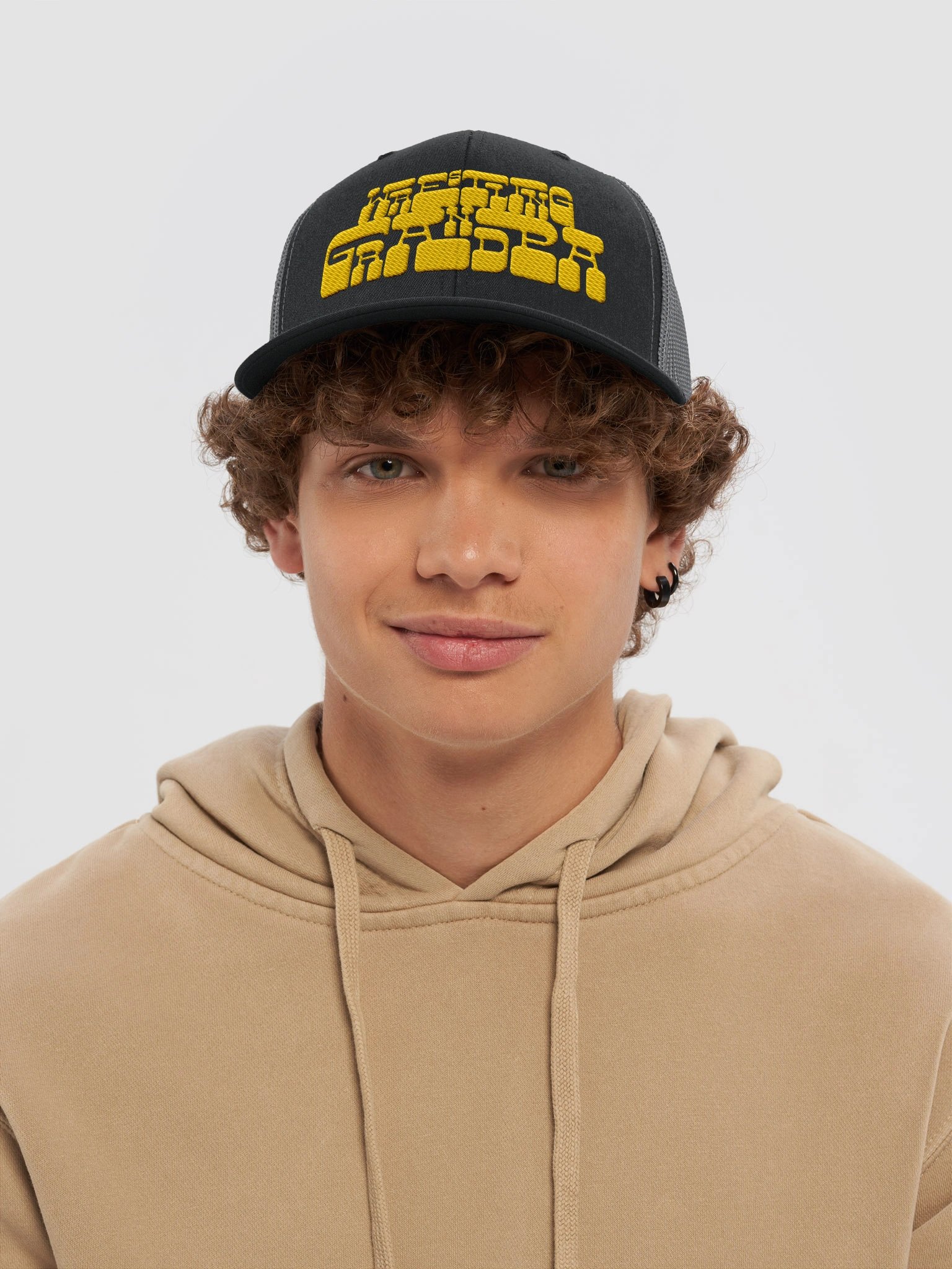 Stylized Yellow Text Richardson "Wrestling Grandpa" Trucker Hat product image (9)