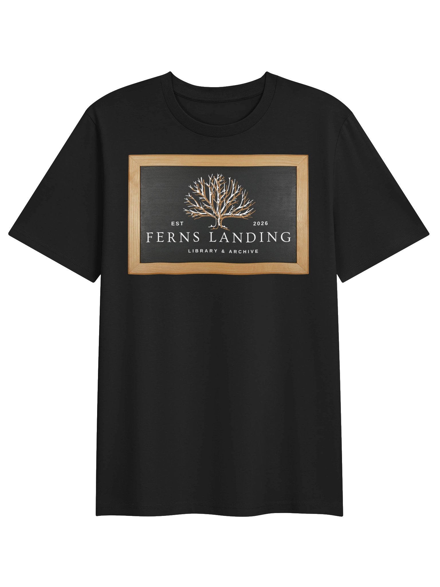 Ferns Landing Library & Archive Black T-Shirt | Woodland Tree Graphic Tee