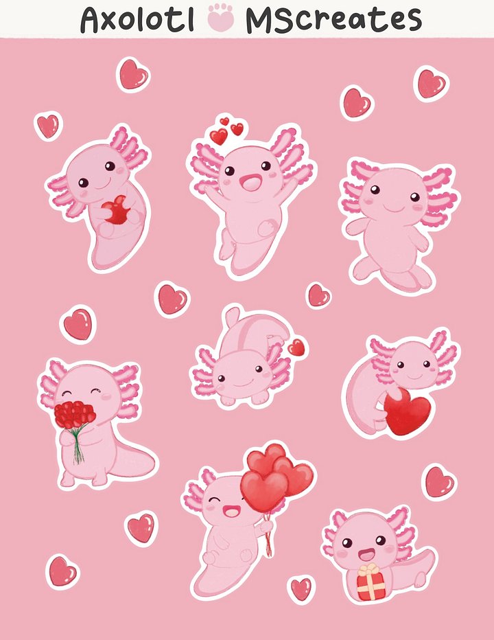 Axolotl Sticker Sheet product image (1)