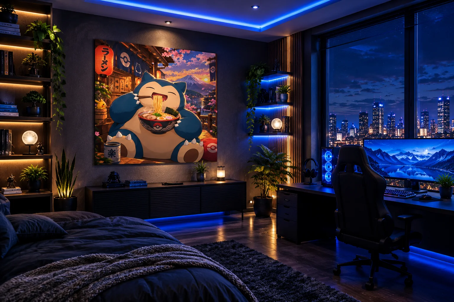 Midnight Ramen - Snorlax Japanese Nightscape Poster product image (2)