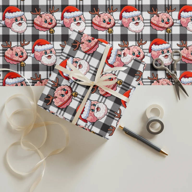 Santa Brain and BRAINdeer Wrapping Paper product image (4)